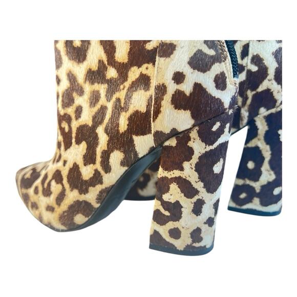 CHARLES DAVID Beige Brown Calf Fur Leopard Block Heel Bootie NEW WITH TAGS 6.5 - Picture 10 of 16